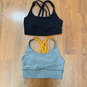 Lululemon Energy Sports Bra Longline Size 4 Lot of 2 Black Gray Orange